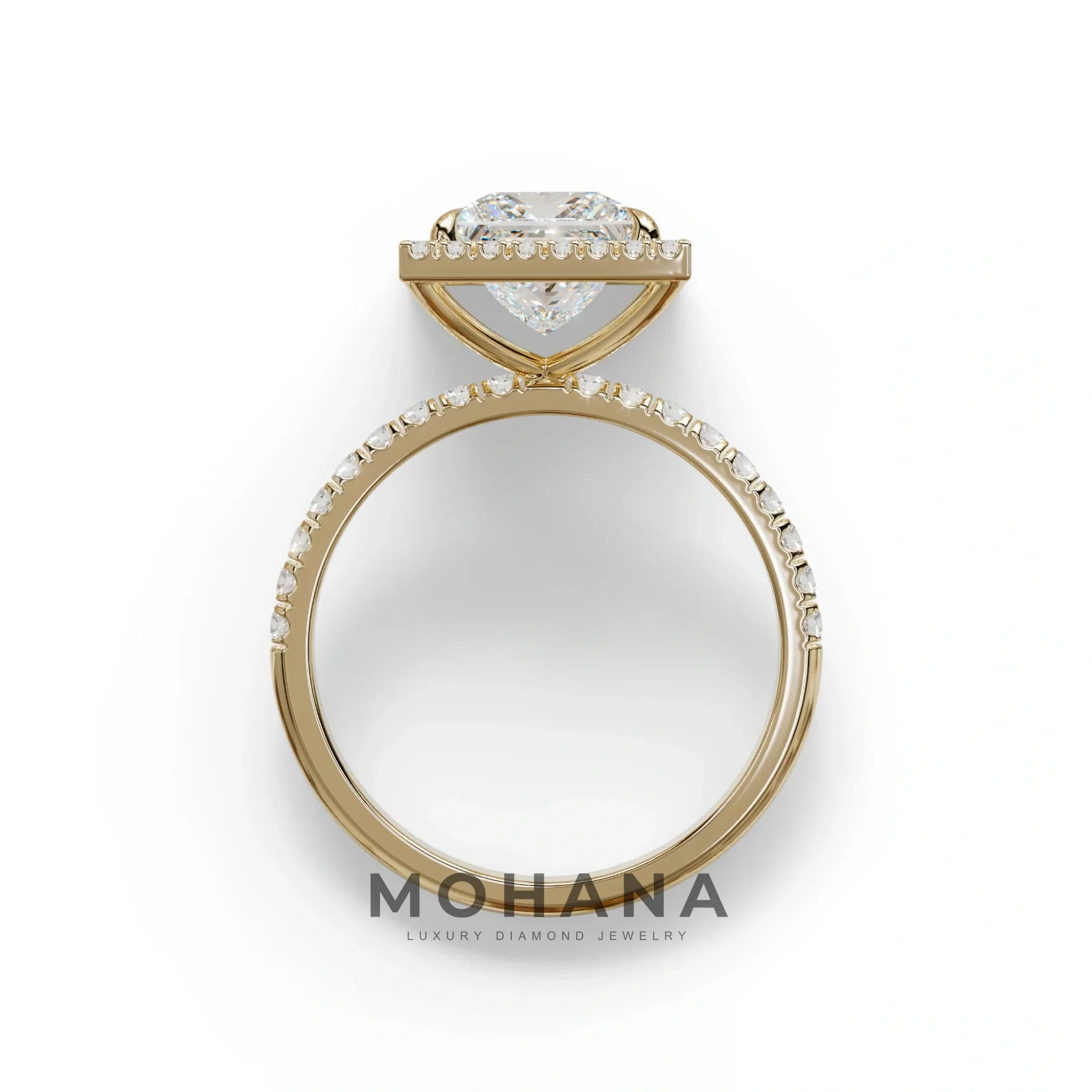 2 Carat E VVS Princess Cut Halo & Pave Lab Diamond Ring - Diamond Prime