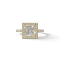 2 Carat E VVS Princess Cut Halo & Pave Lab Diamond Ring - Diamond Prime - 10K Solid Gold / Yellow Gold