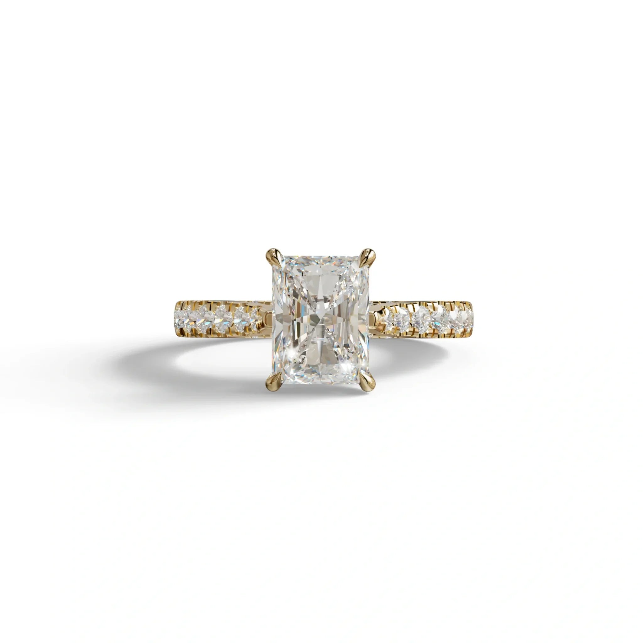 E VVS 2 Carat Radiant Cut Halo & Pave Lab Grown Diamond Ring- Asphalt
