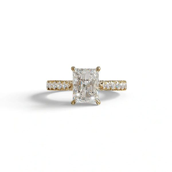 2 Carat Lab Grown Diamond Engagement Ring – Radiant Cut Hidden Halo