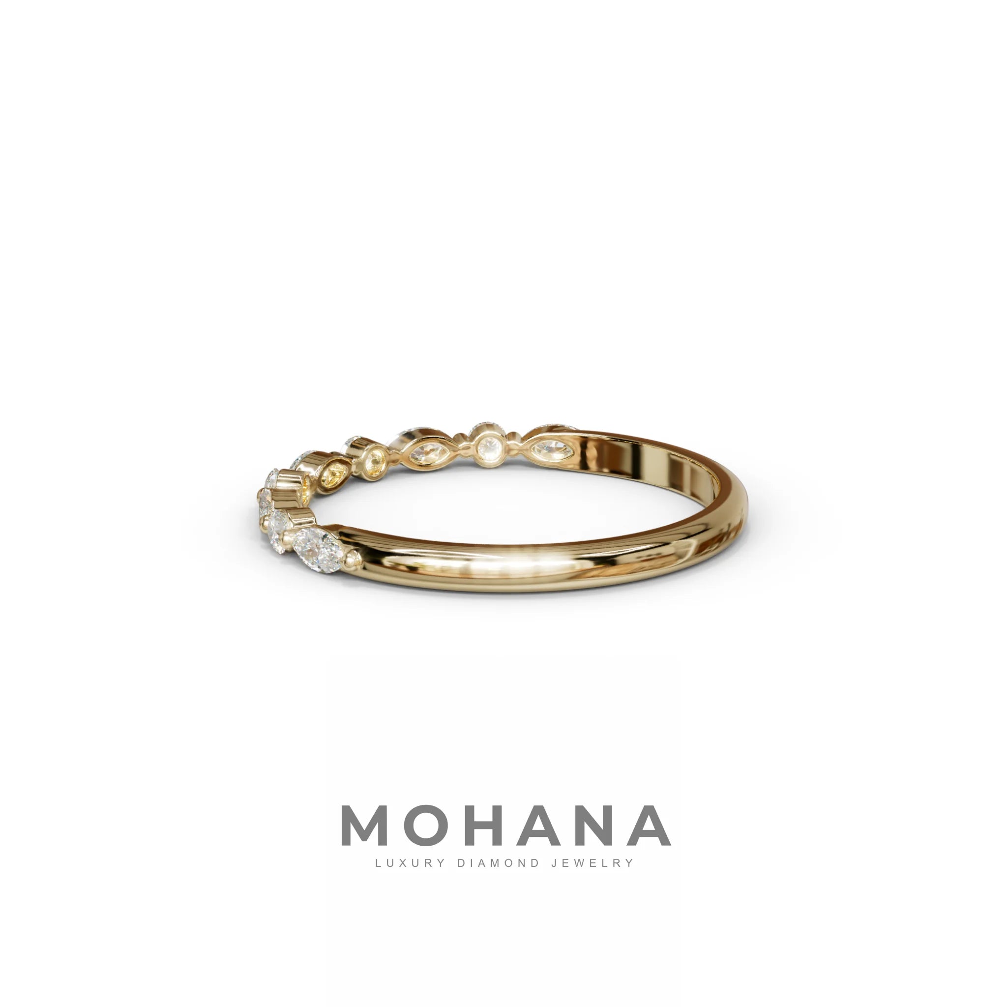 Floating Citrine - Round & Marquise Lab Grown Diamond Half Eternity Stacking Band
