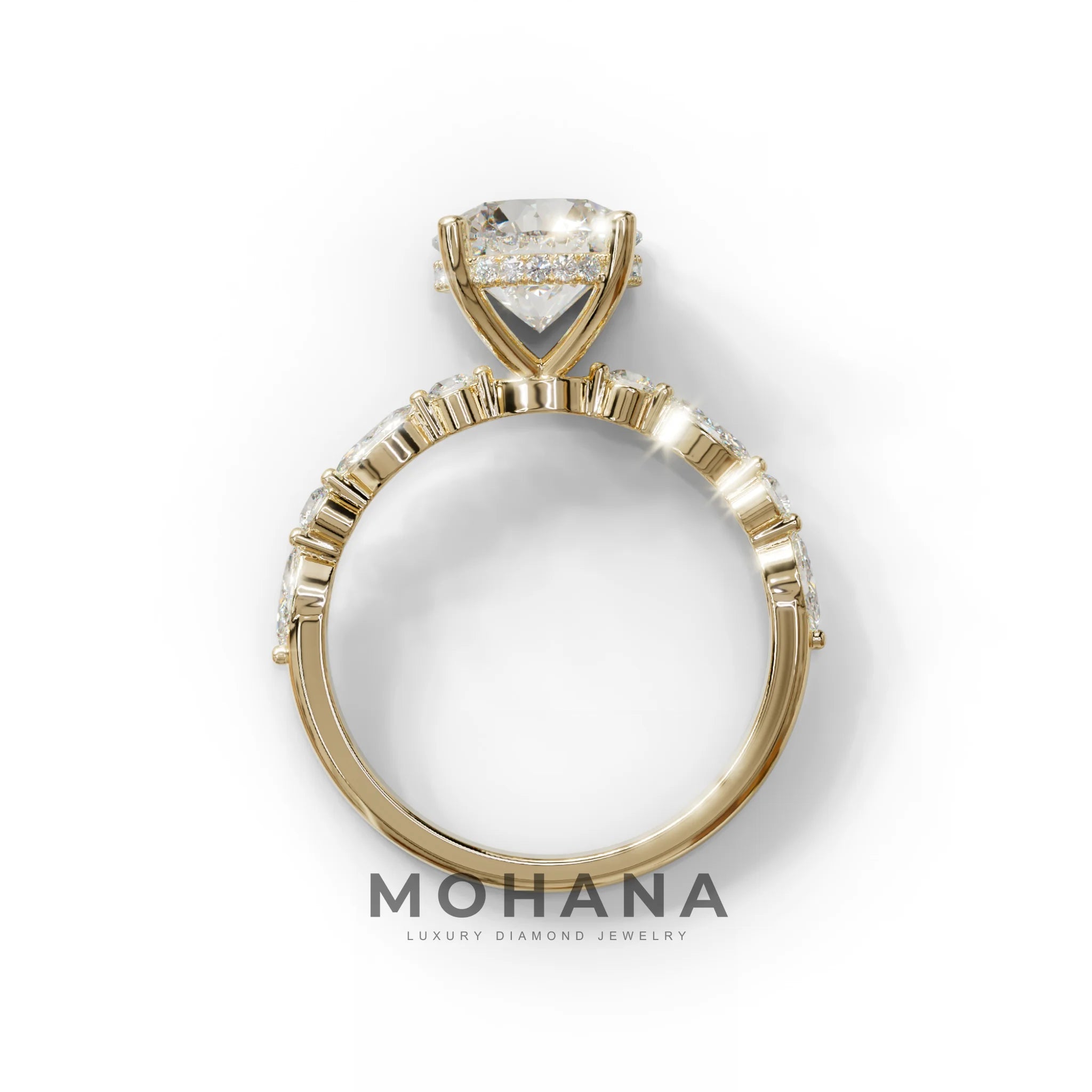 2 Carat E-VVS Round Cut Hidden Halo & Pave Set Lab Diamond Ring - Pure Origin