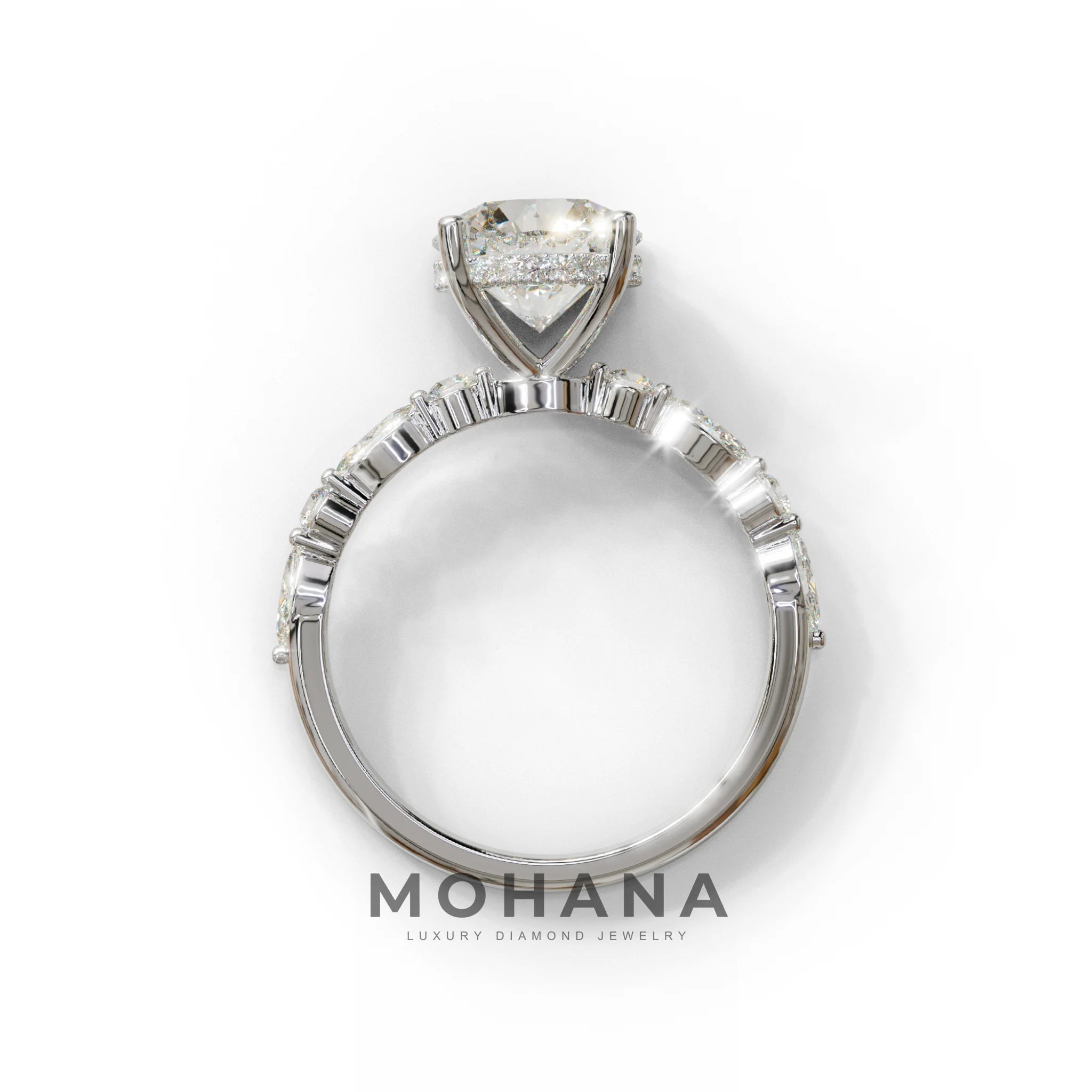 2 Carat E-VVS Round Cut Hidden Halo & Pave Set Lab Diamond Ring - Pure Origin