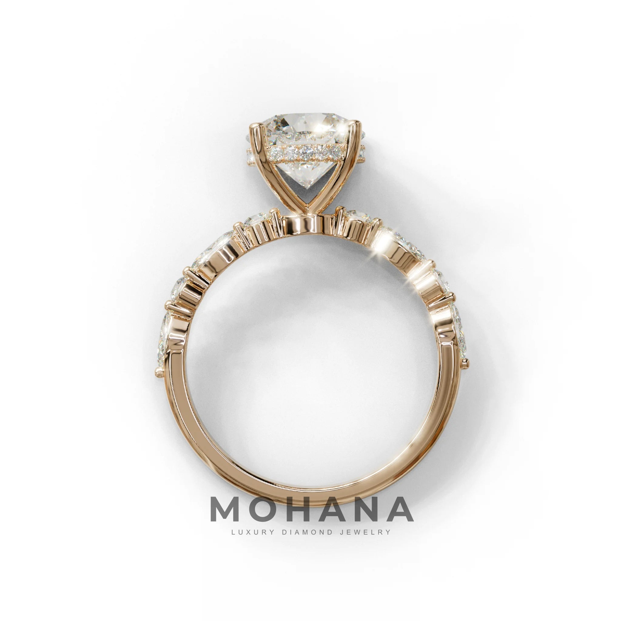 2 Carat E-VVS Round Cut Hidden Halo & Pave Set Lab Diamond Ring - Pure Origin