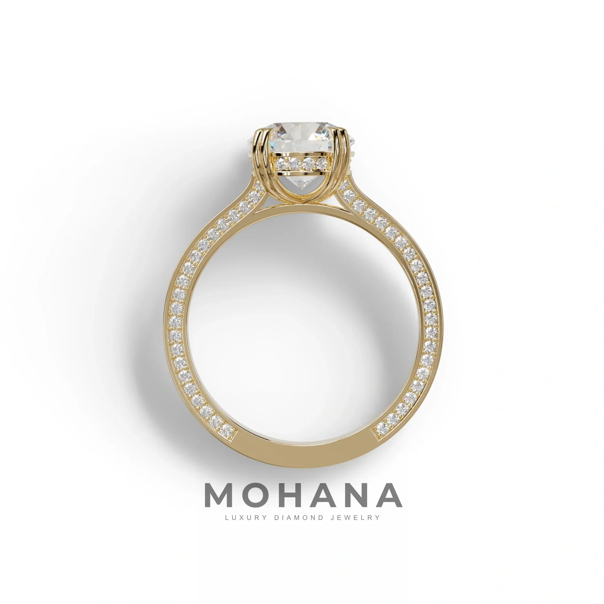 2 Carat E VVS Round Cut Hidden Halo Lab Diamond Engagement Ring - Maeve