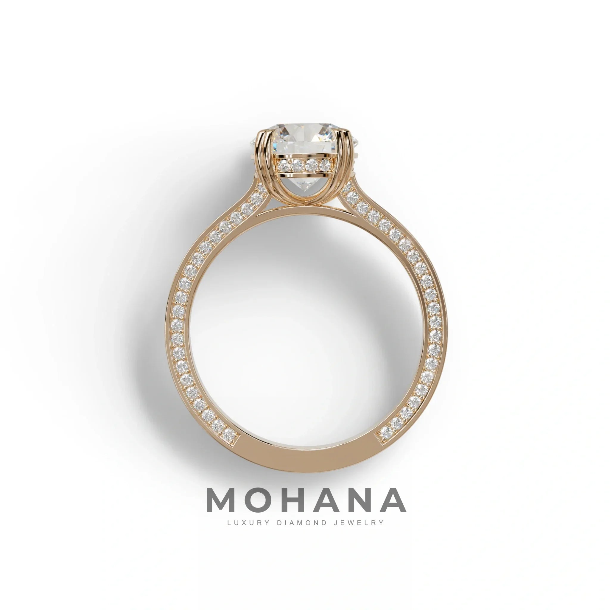 2 Carat E VVS Round Cut Hidden Halo Lab Diamond Engagement Ring - Maeve