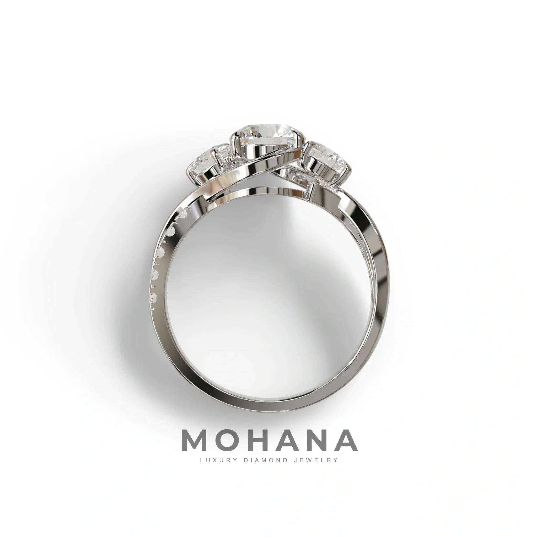 2 Carat Round cut Lab Grown Diamond Curved Engagement Ring - Giverny