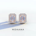2 Carat Emerald Cut Halo Setting Lab Diamond Stud Earrings - Hailey - 10K Solid Gold / Rose Gold