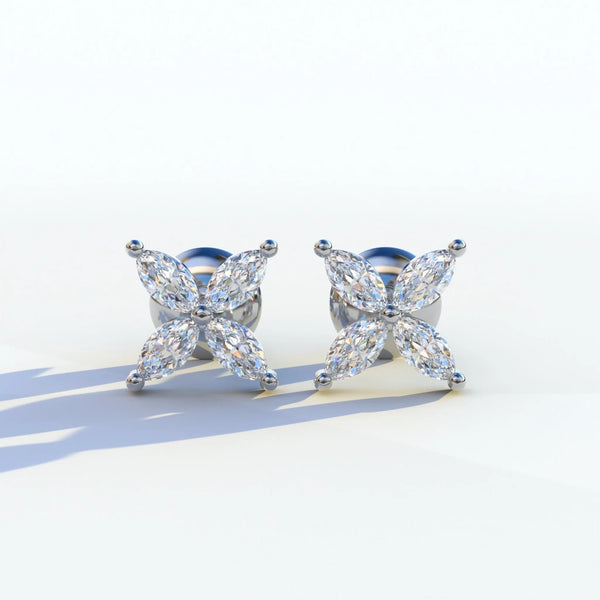 2 Carat Lab Grown Diamond Stud Earrings – Marquise Cut Halo | Maria Tash