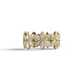 18K Gold Floral Eternity Band: Marquise Diamond & Round Diamond Full Eternity Band - 10K Solid Gold / Yellow Gold