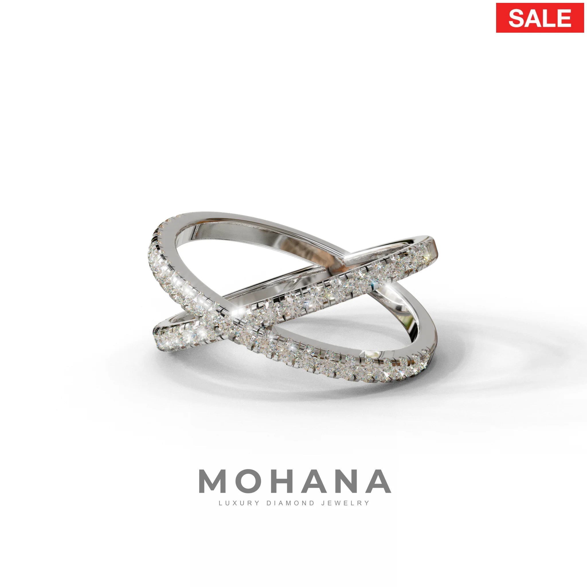 E-VVS Round Lab Grown Diamond Criss-Cross Wedding Band