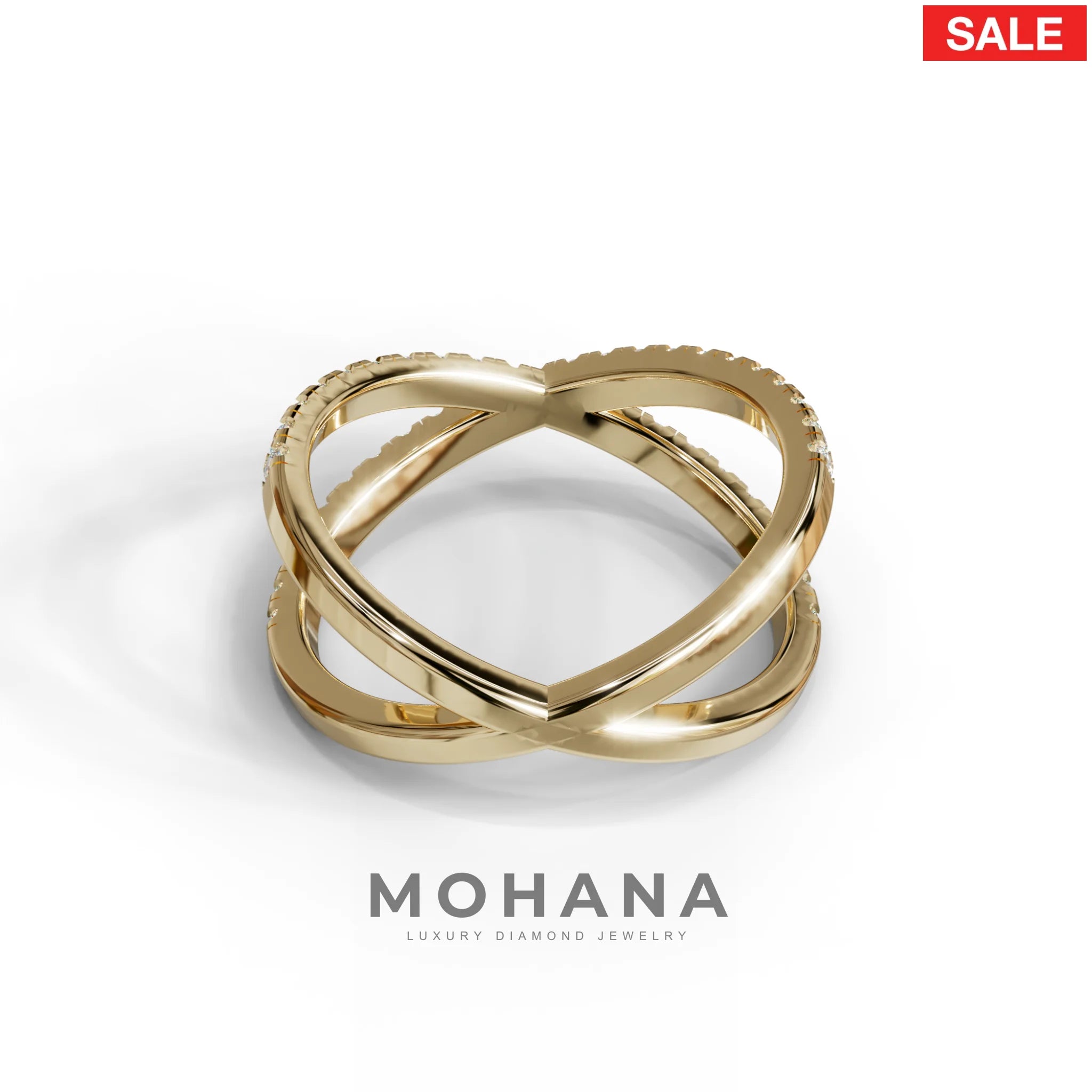 E-VVS Round Lab Grown Diamond Criss-Cross Wedding Band