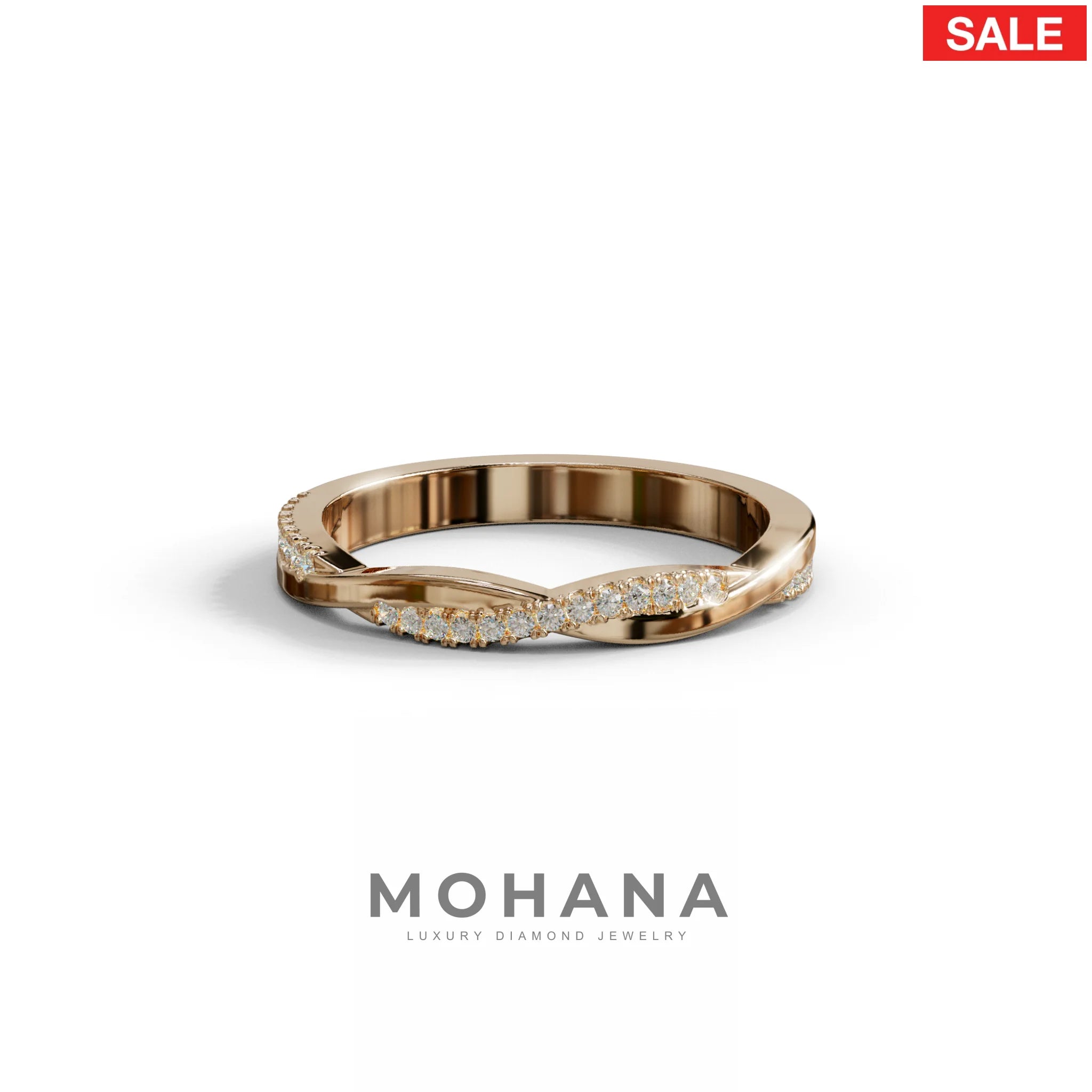 Elegant Twisted Band with Lab‑Grown Diamonds – Women’s Wedding Ring