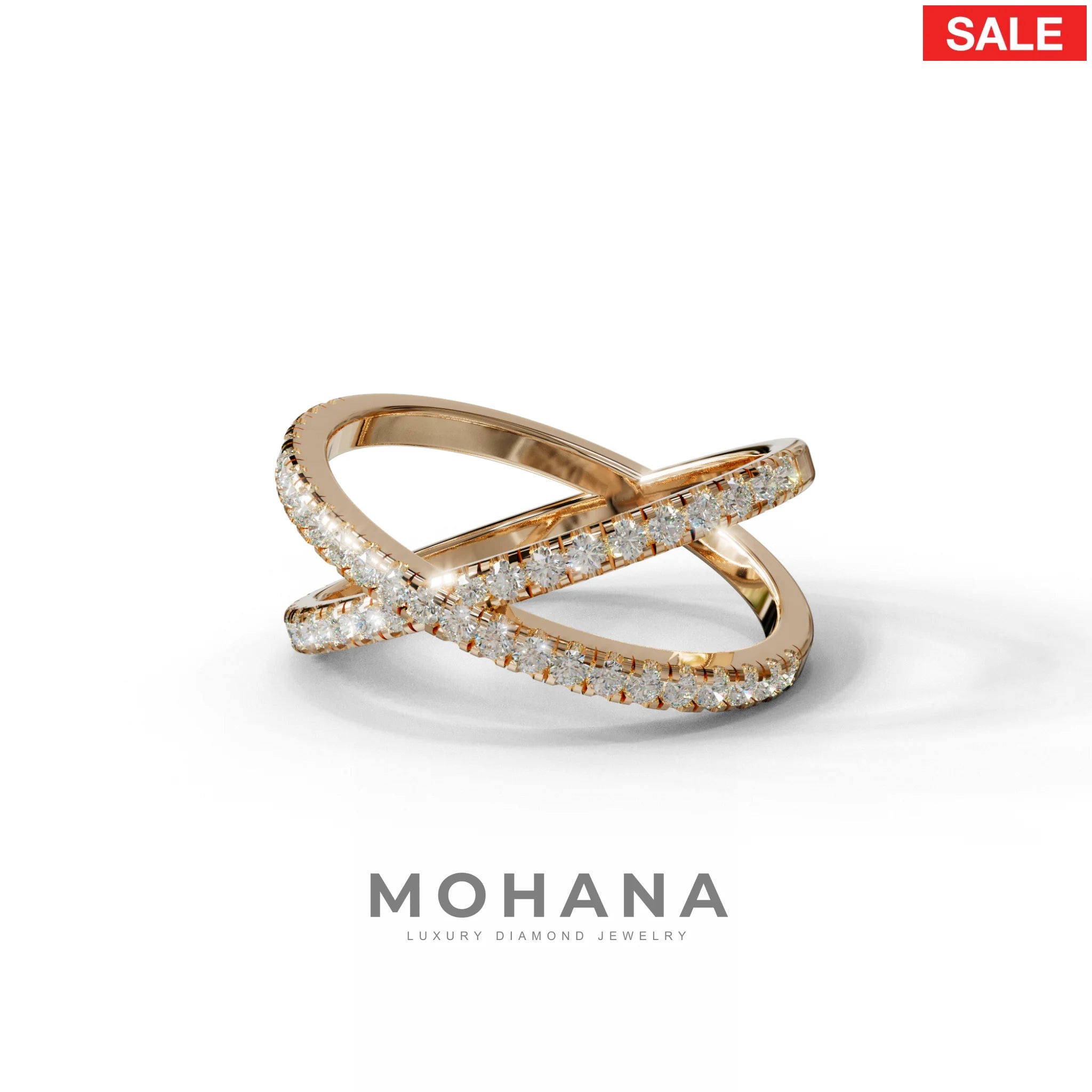 E-VVS Round Lab Grown Diamond Criss-Cross Wedding Band