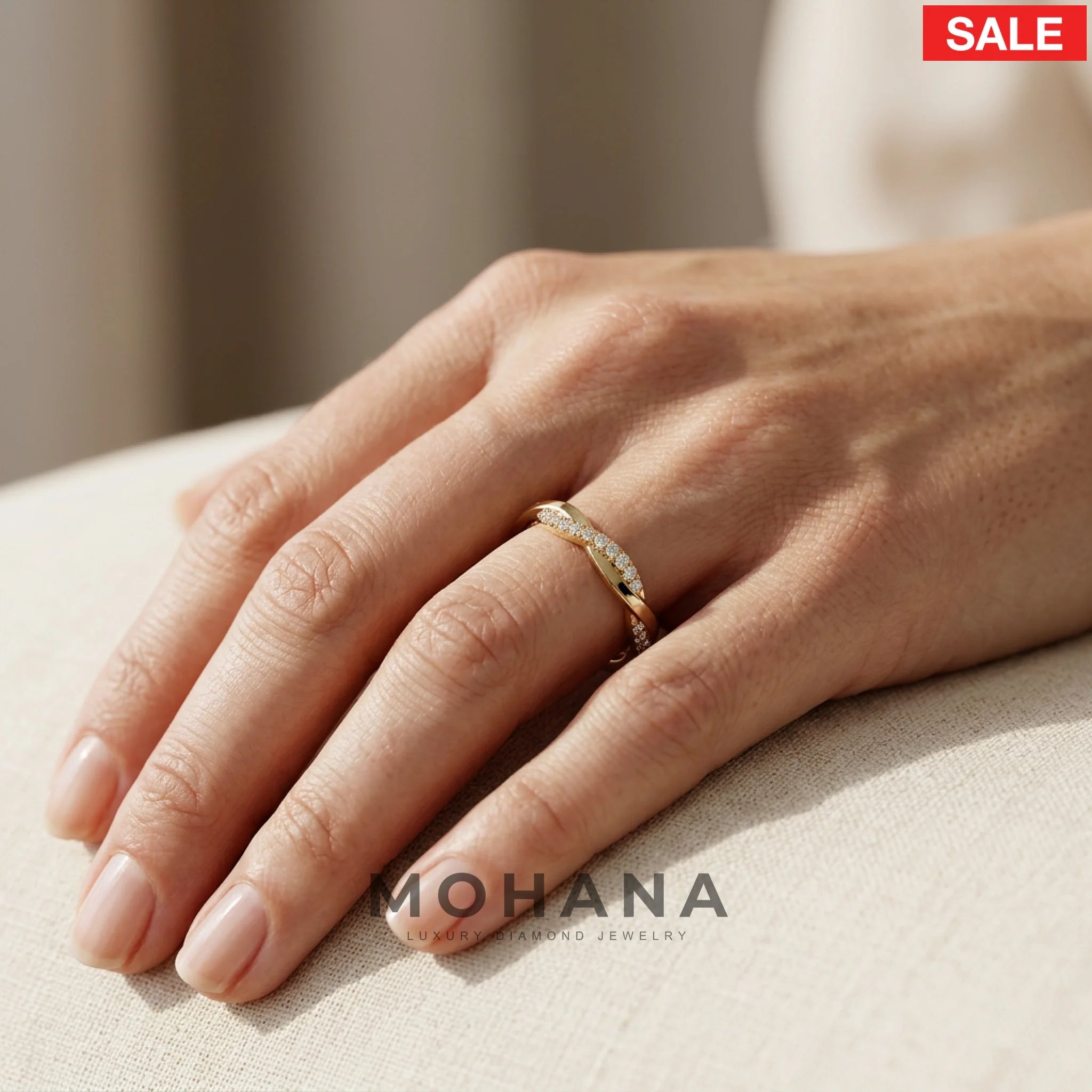 Twisted Lab Grown Diamond Wedding Band for Women - Elegant Pave Eternity Ring
