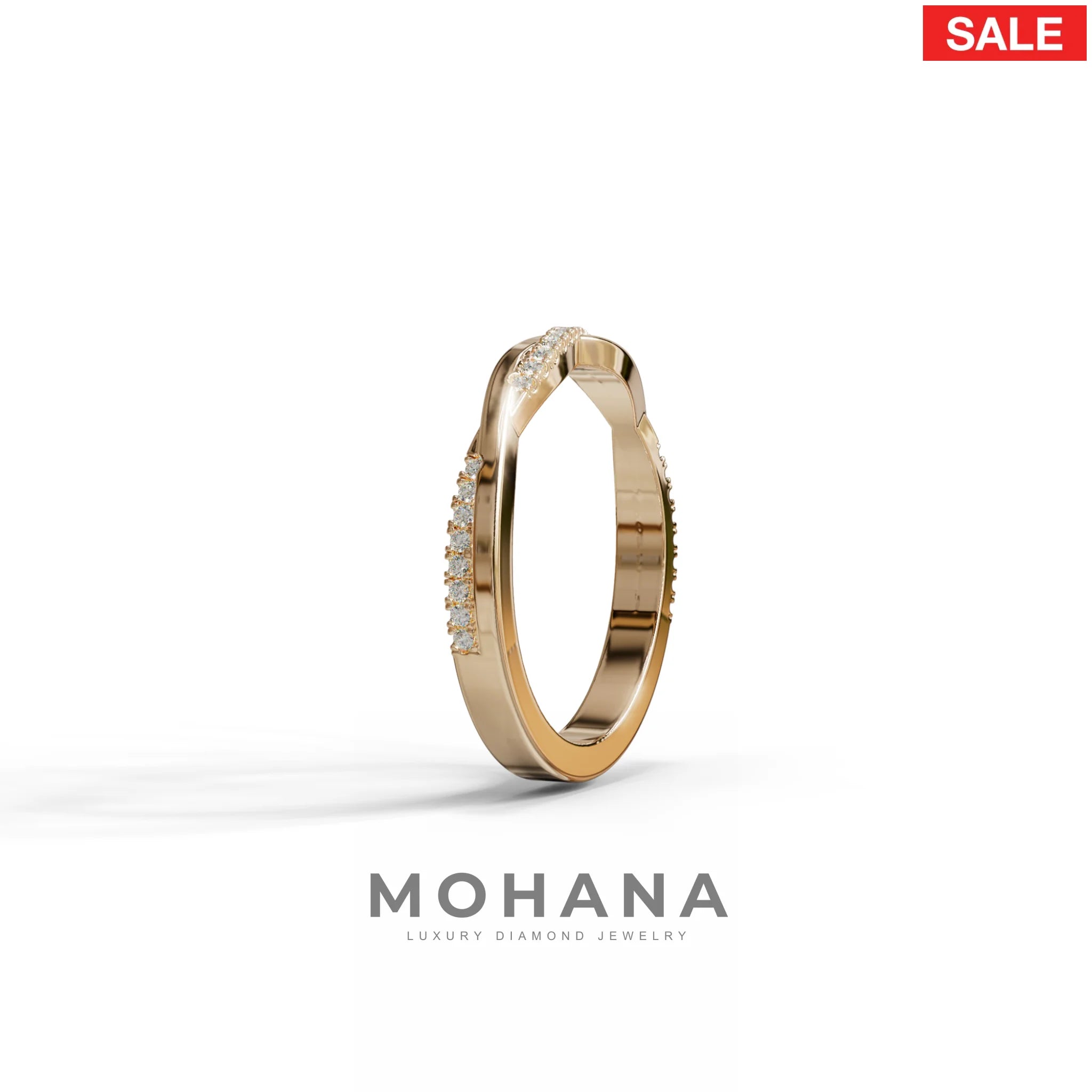 Elegant Twisted Band with Lab‑Grown Diamonds – Women’s Wedding Ring