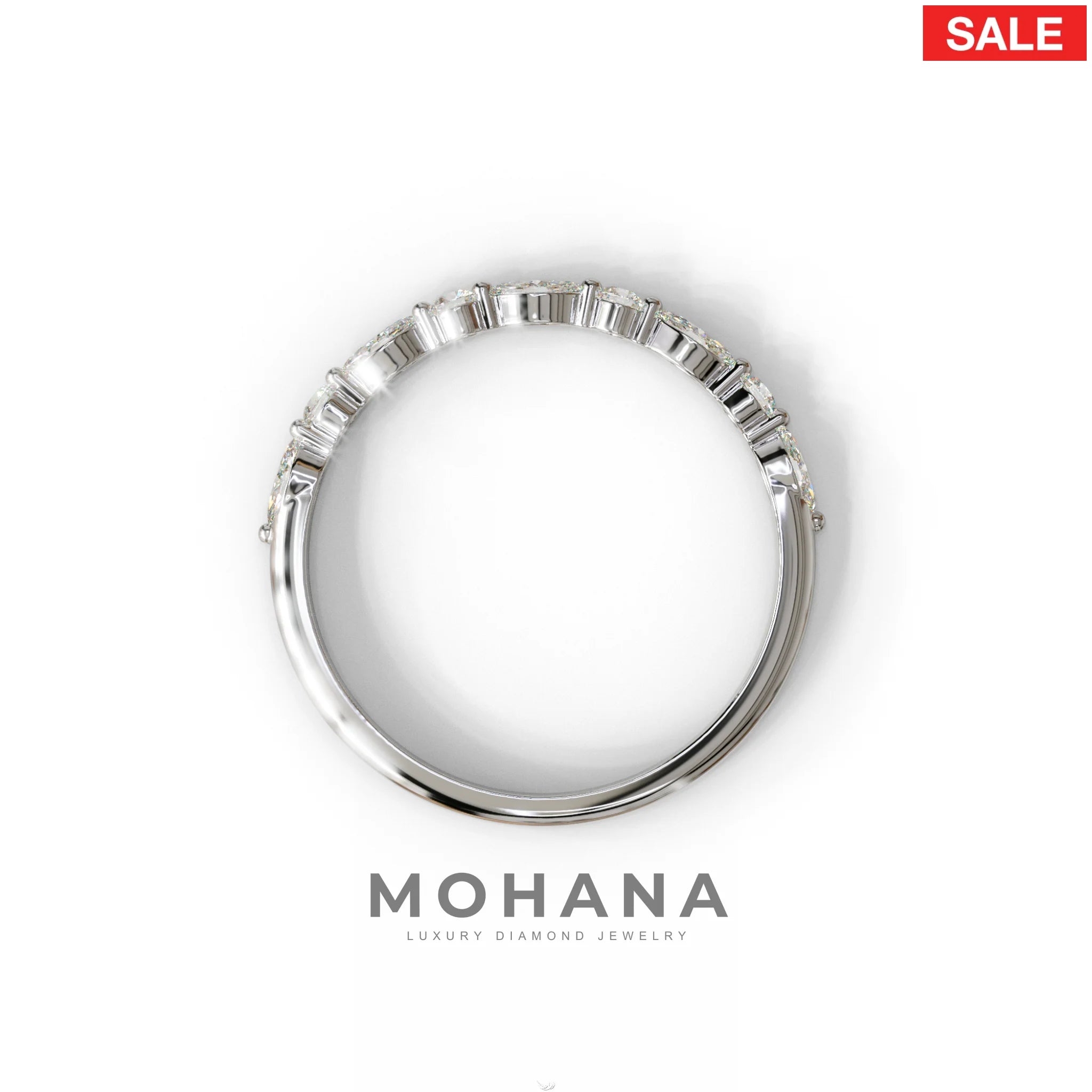 E/VVS Round & Marquise Lab Grown Diamond Wedding Band - 10 Stone Ring