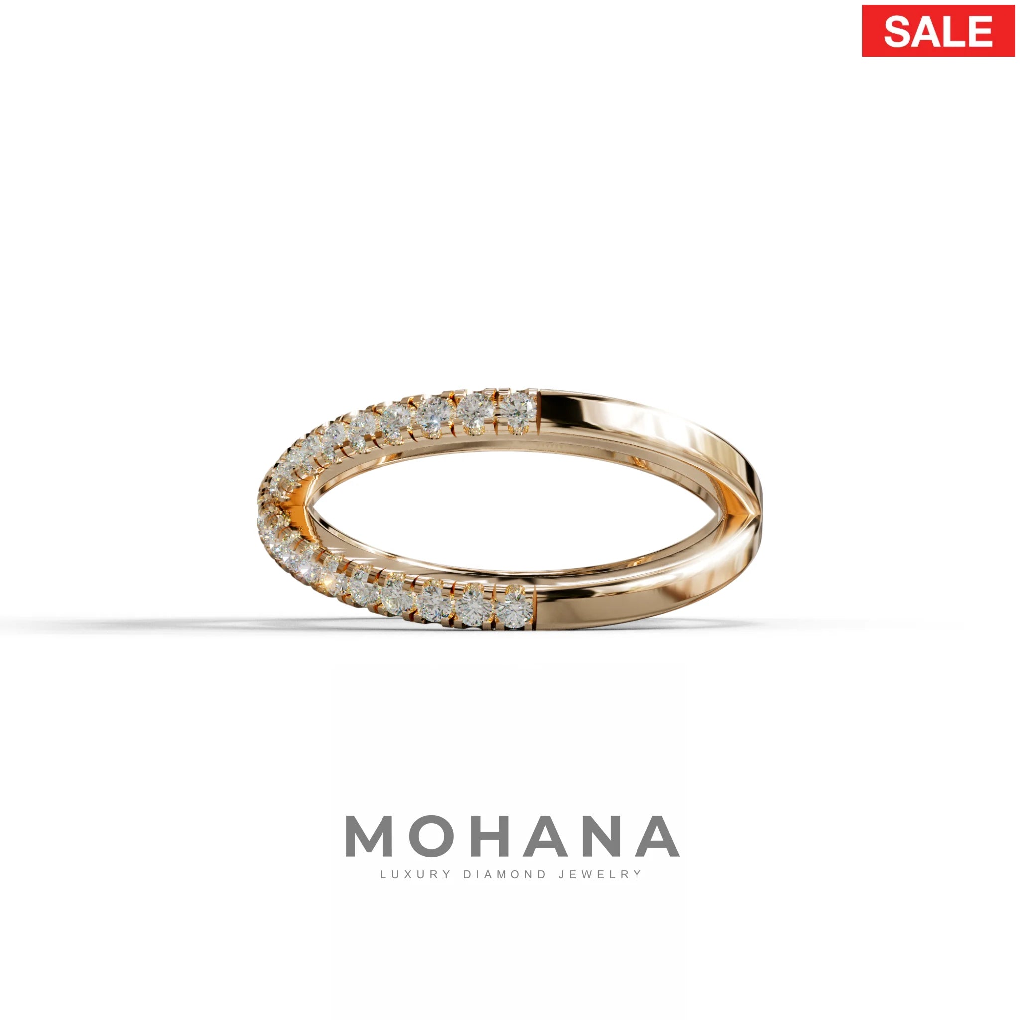 E-VVS Round Lab Grown Diamond Criss-Cross Wedding Band