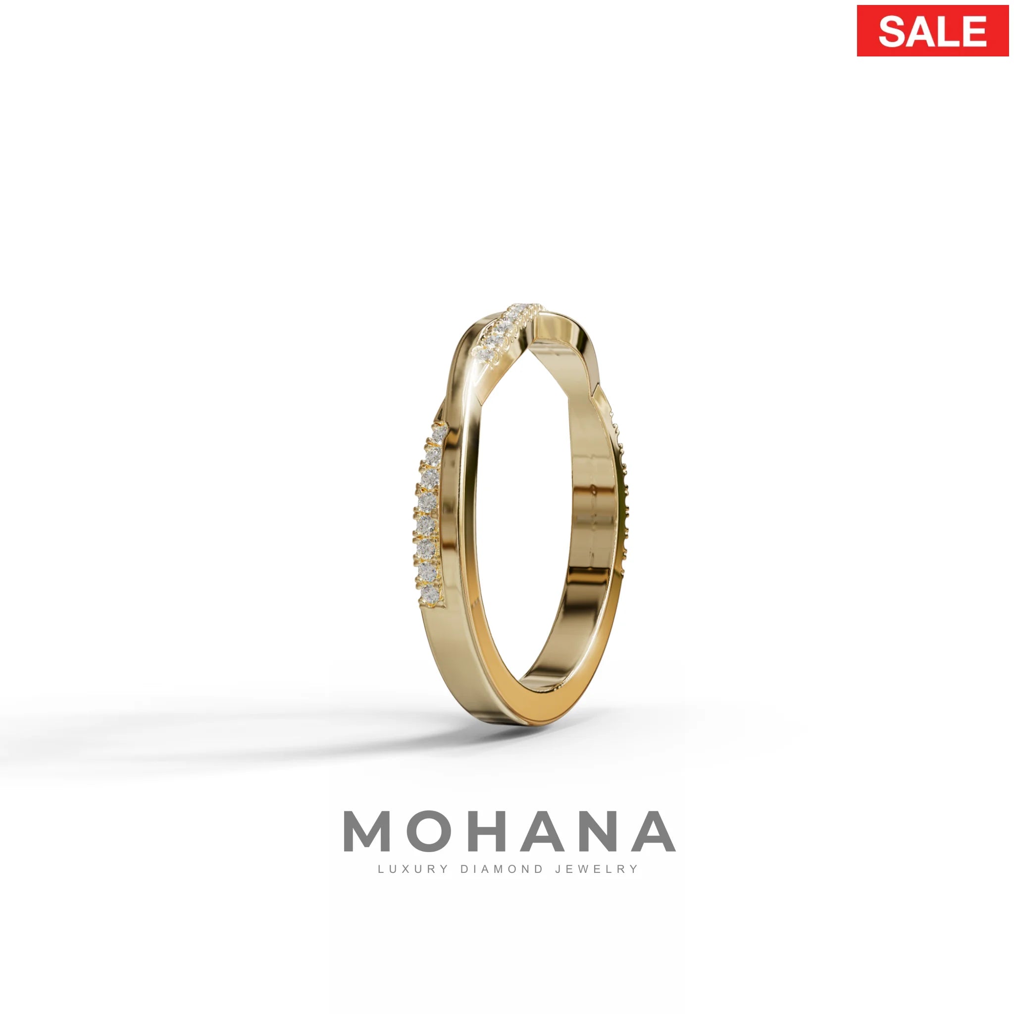 Elegant Twisted Band with Lab‑Grown Diamonds – Women’s Wedding Ring