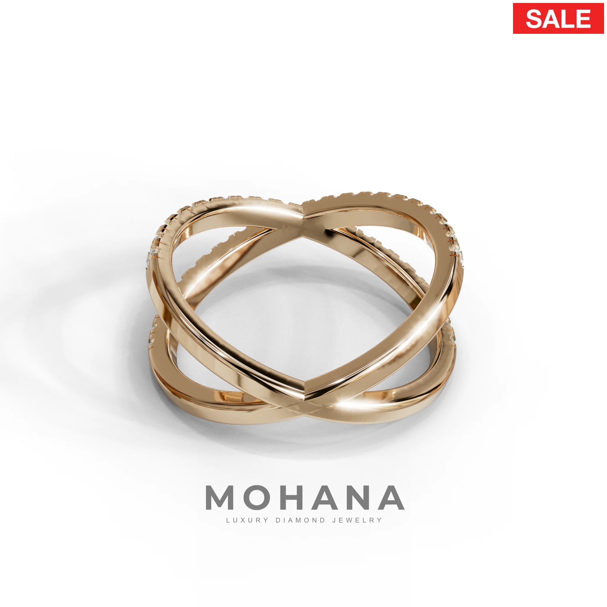 E-VVS Round Lab Grown Diamond Criss-Cross Wedding Band