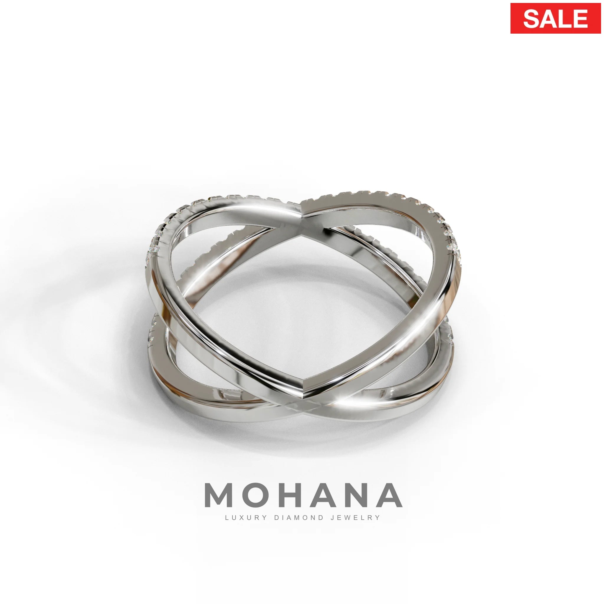 E-VVS Round Lab Grown Diamond Criss-Cross Wedding Band