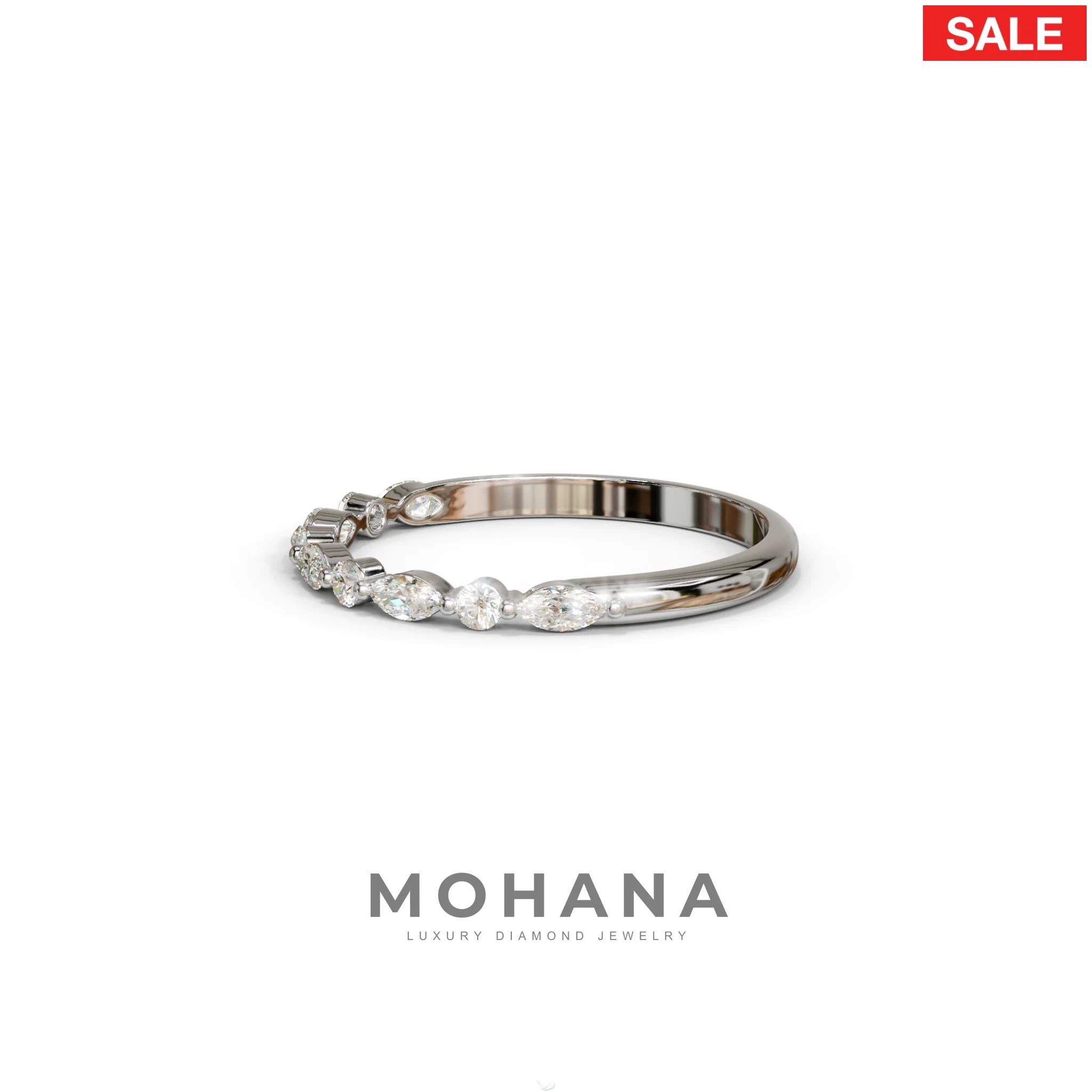 E/VVS Round & Marquise Lab Grown Diamond Wedding Band - 10 Stone Ring