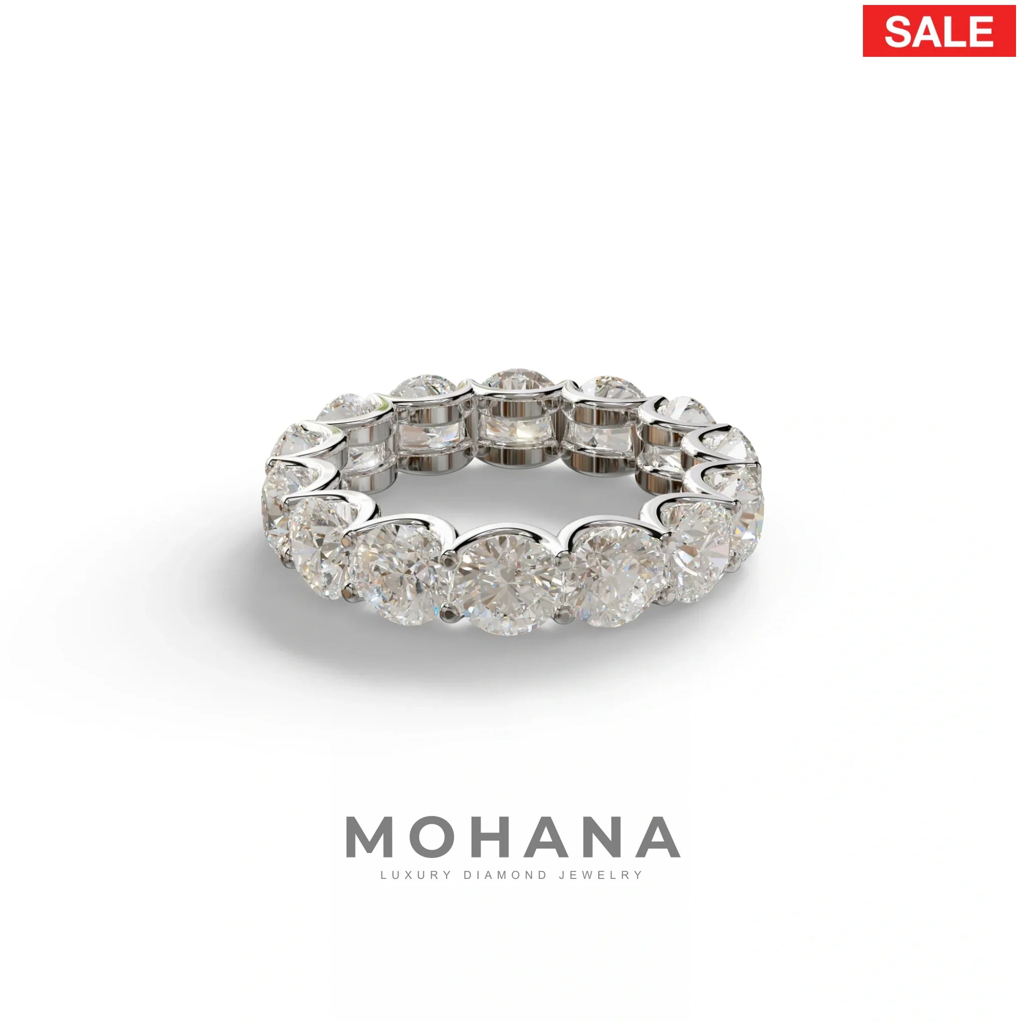 Round Brilliant Diamond Full Eternity Band in 18k Yellow Gold – Scalloped U-Prong Setting
