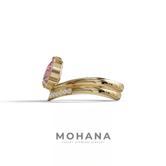 2 Carat Pink Color Lab Diamond Wedding Ring set - Gemini