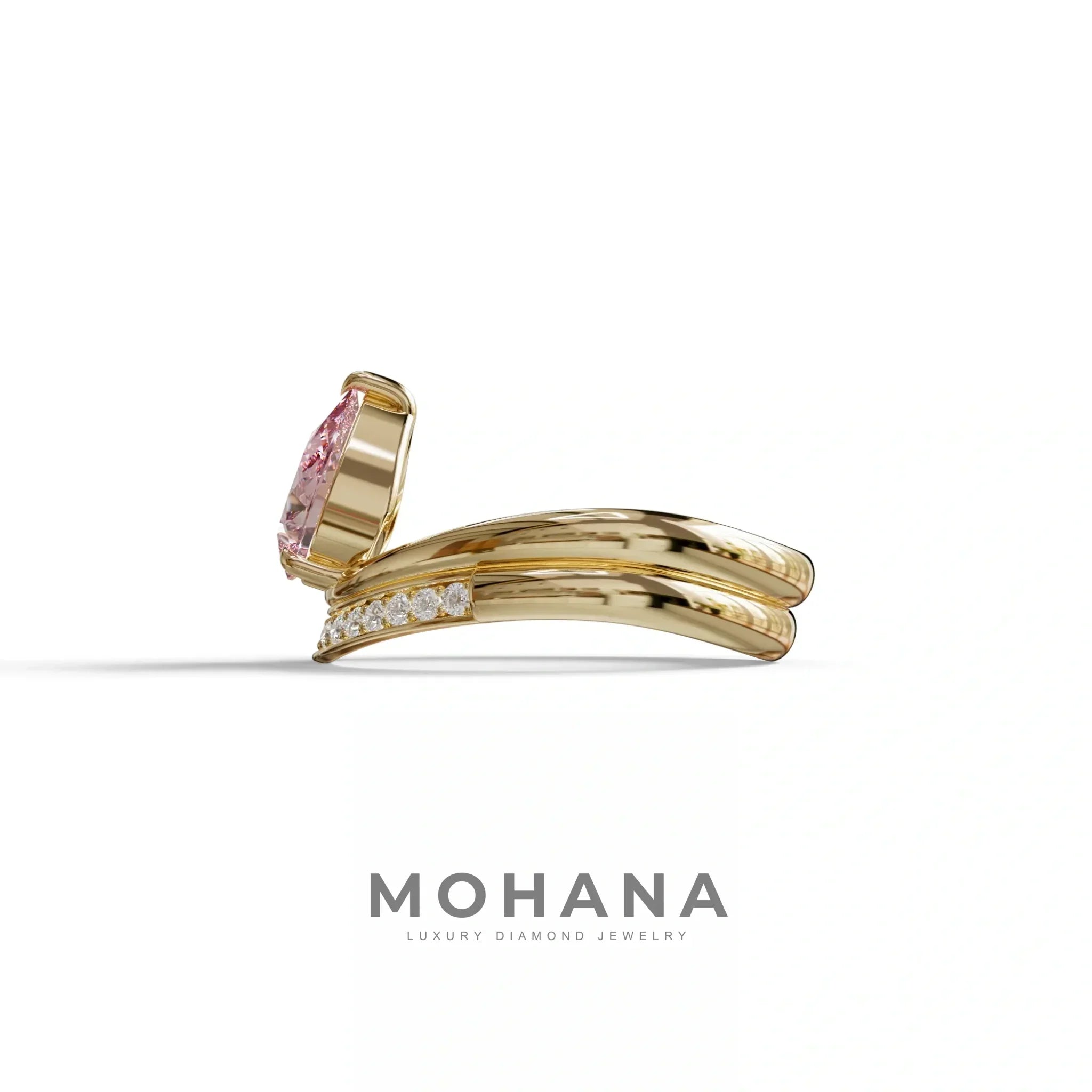 2 Carat Pink Color Lab Diamond Wedding Ring set - Gemini
