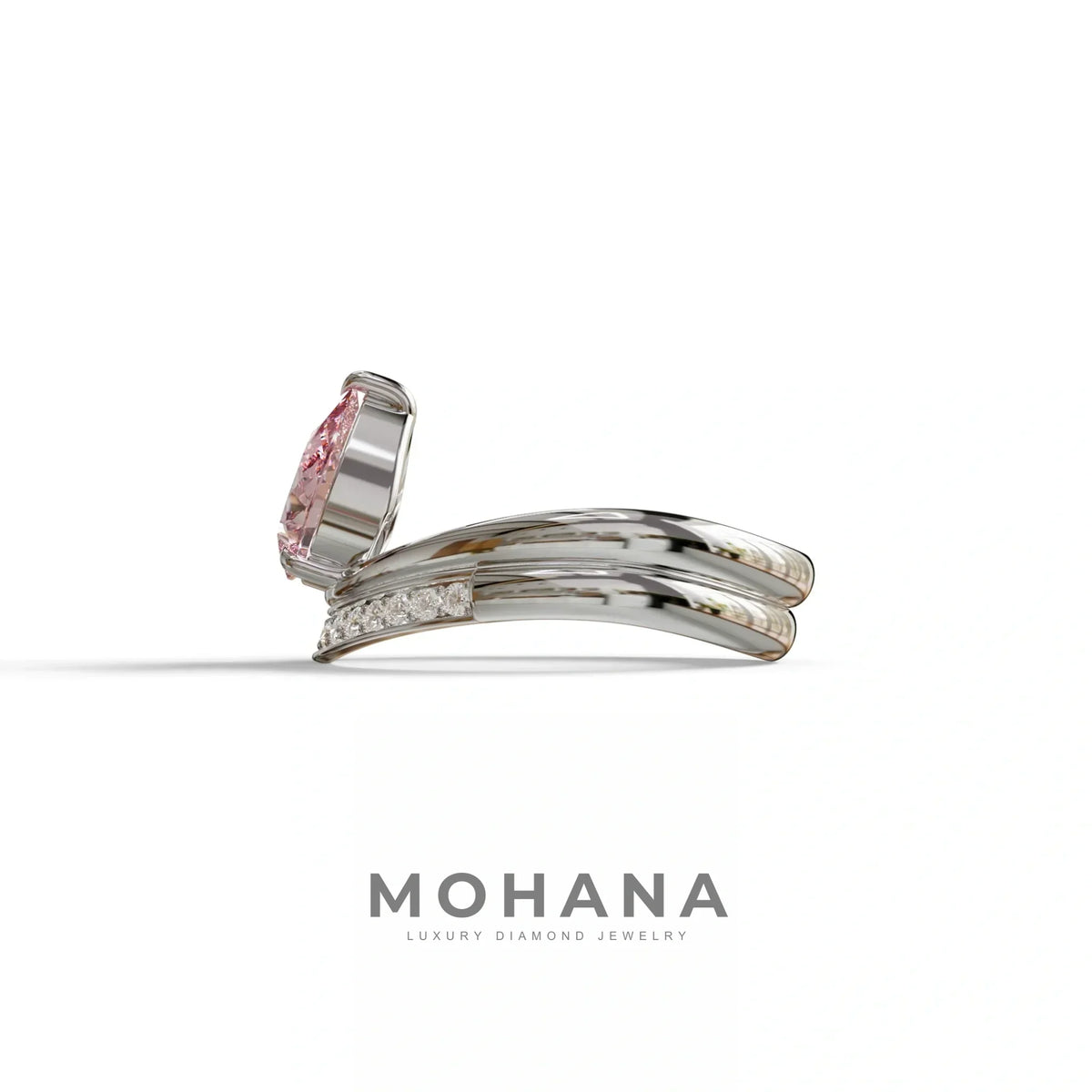 2 Carat Pink Color Lab Diamond Wedding Ring set - Gemini