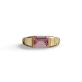 2 Carat Pink Emerald Cut East West Lab Diamond Ring - Ashleen - 10K Solid Gold / Yellow Gold