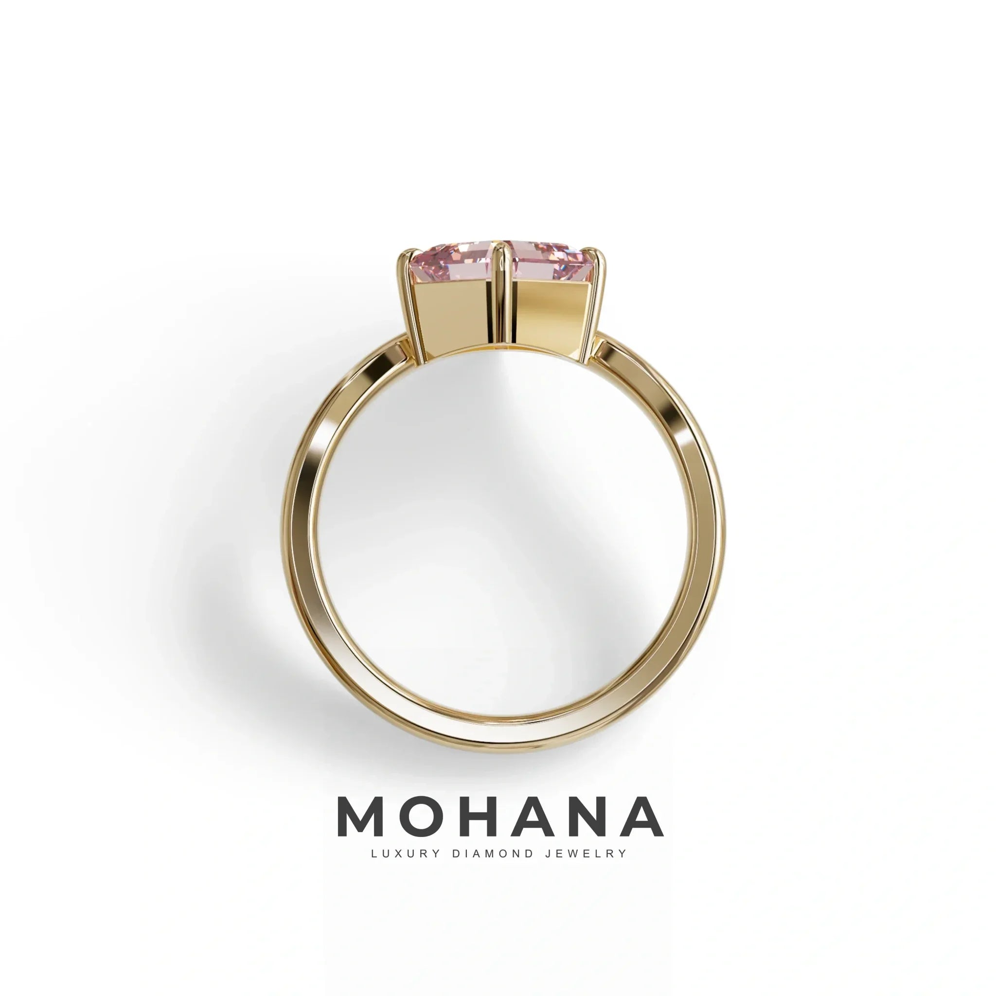 2 Ct Fancy Intense Pink Asscher Cut Lab Diamond Solitaire Engagement Ring - Louily