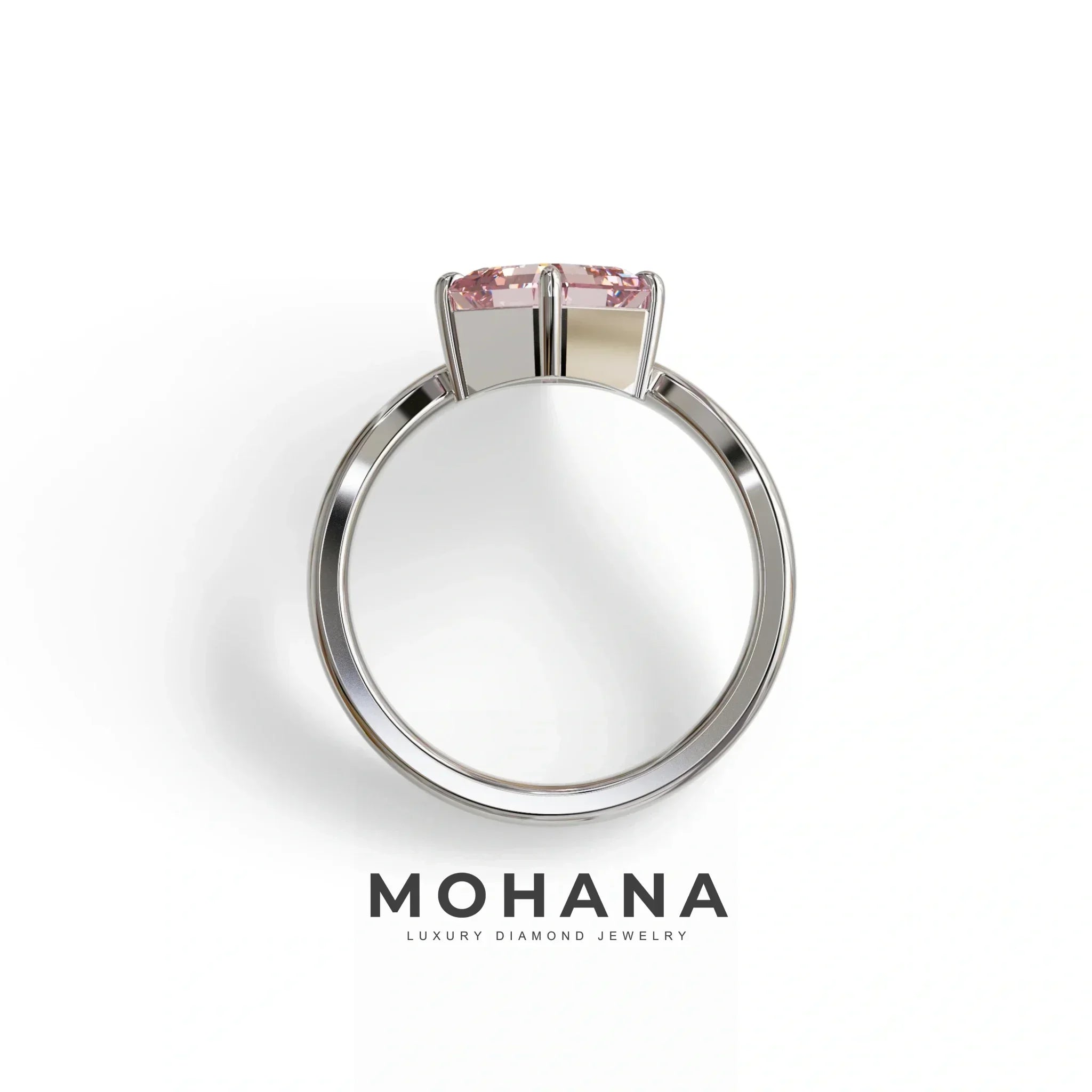 2 Ct Fancy Intense Pink Asscher Cut Lab Diamond Solitaire Engagement Ring - Louily