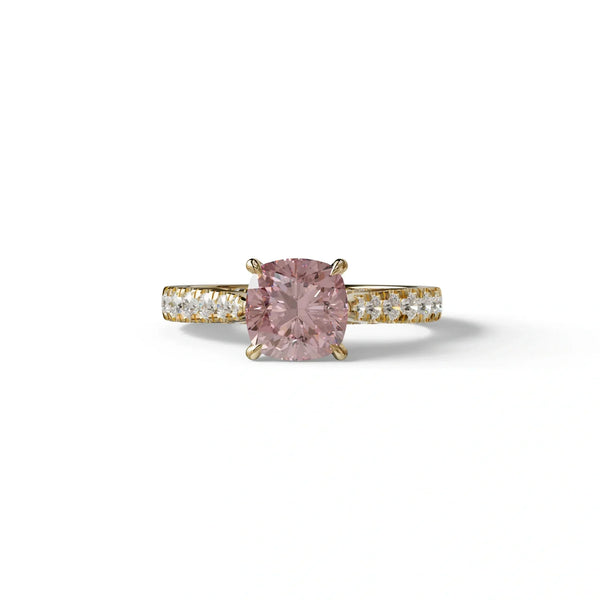 2 Carat Pink Lab Grown Diamond Engagement Ring – Cushion Cut Halo | Leo
