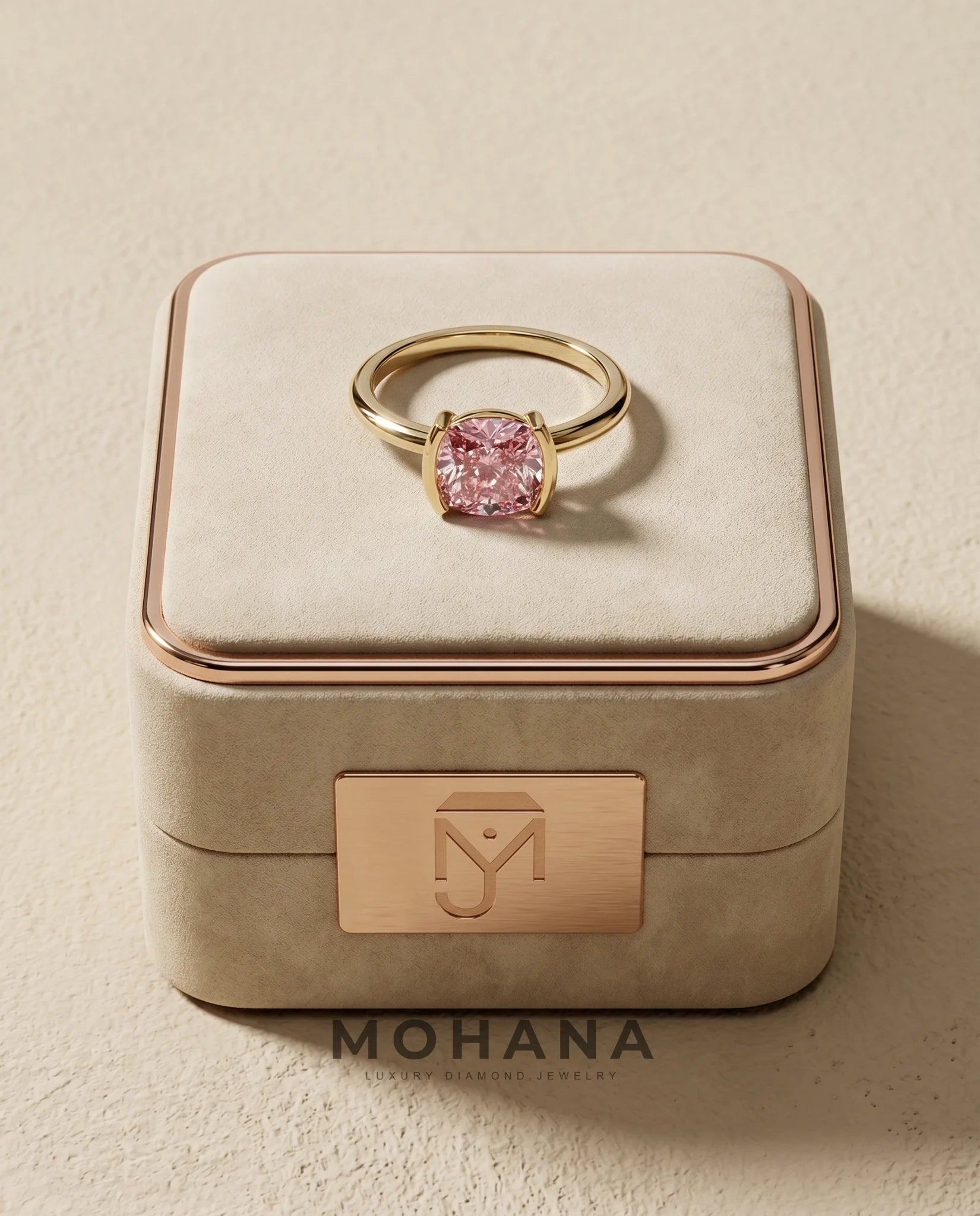 2 Carat Pink Lab Grown Diamond Engagement Ring – Cushion Cut Solitaire - Engagement Ring