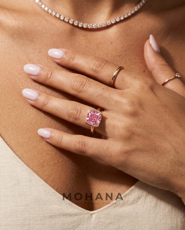 2 Carat Pink Lab Grown Diamond Engagement Ring – Cushion Cut Solitaire alternate view