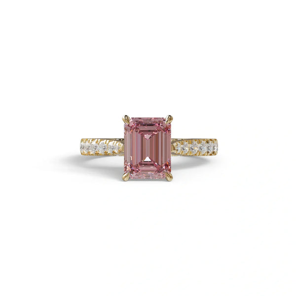 2 Carat Pink Lab Grown Diamond Engagement Ring – Emerald Cut Hidden Halo | Siara