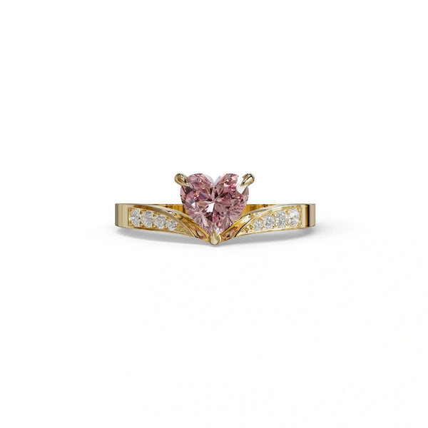 2 to 5 Carat Pink Lab Grown Diamond Engagement Ring – Heart Cut Halo | Moise