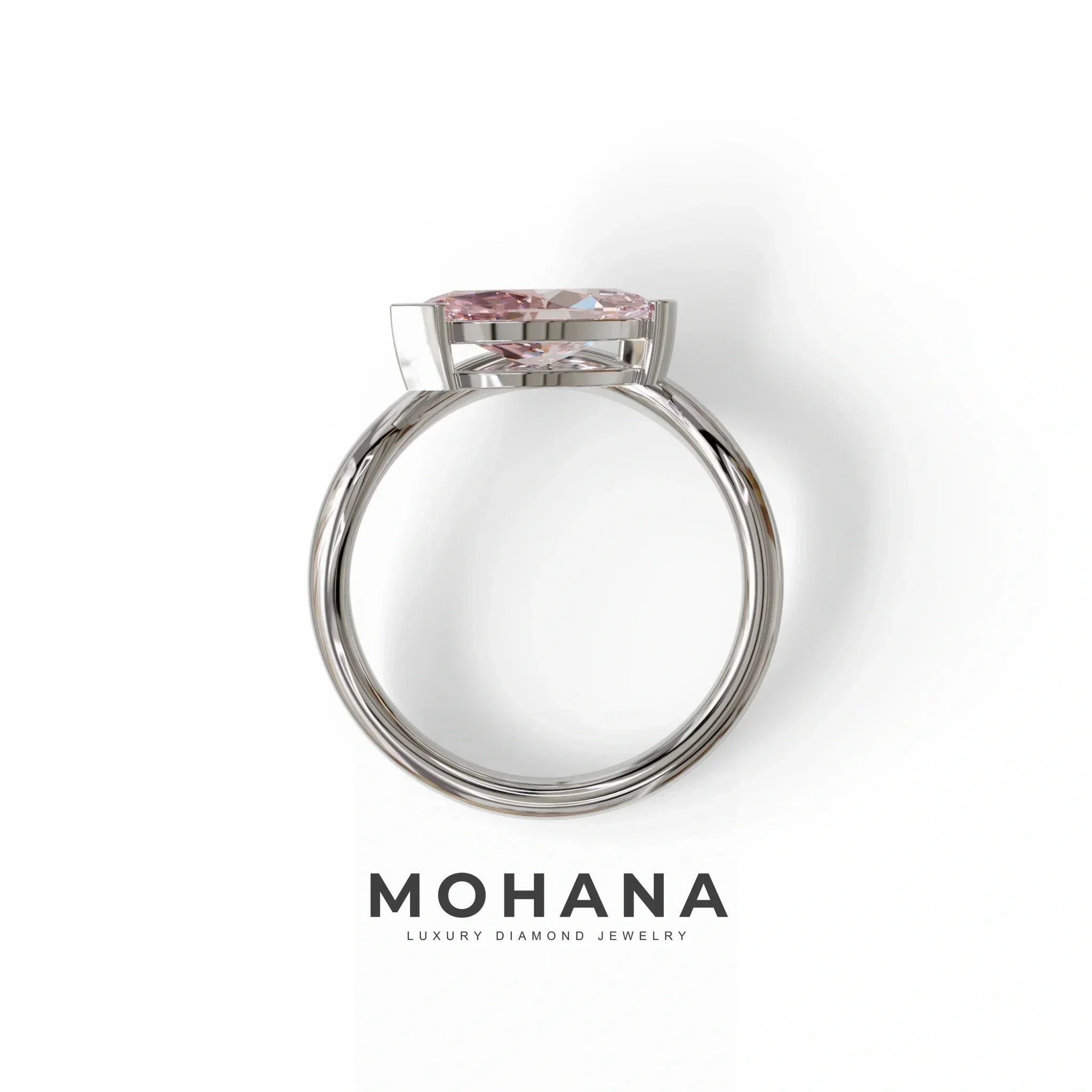 2 Ct Fancy Vivid Pink Marquise Cut Lab Diamond In Solitaire Setting Ring - Jiani