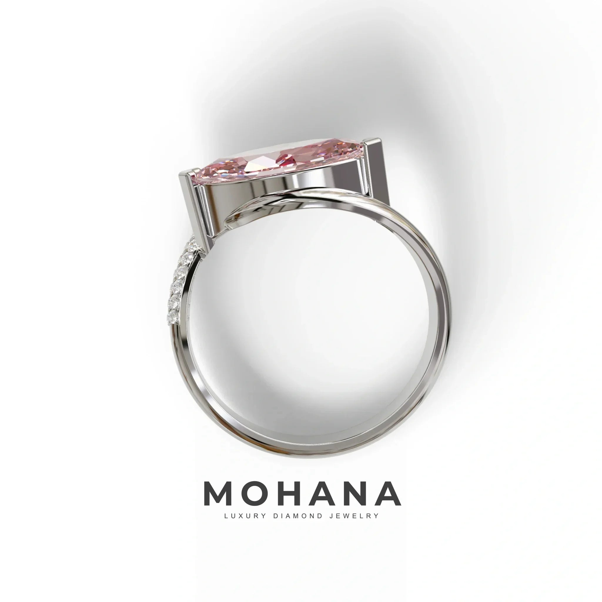 2 Carat Fancy Intense Pink marquise Cut lab grown Diamond Engagement Ring - Maya