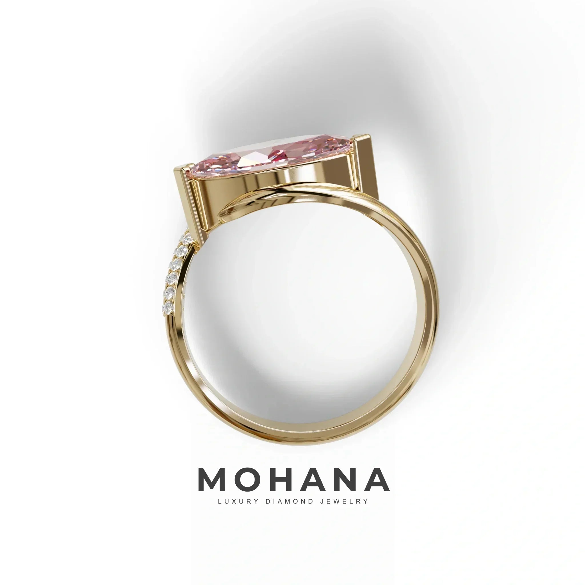 2 Carat Fancy Intense Pink marquise Cut lab grown Diamond Engagement Ring - Maya