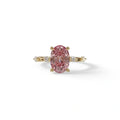 2 Ct Pink Oval Cut Lab Diamond In Space-Chanel Setting Ring - Celestial - 10K Solid Gold / Yellow Gold
