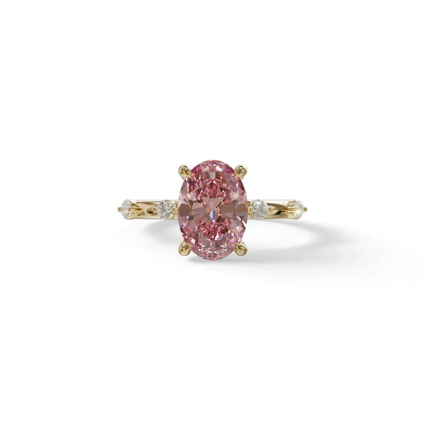 2 Carat Pink Lab Grown Diamond Engagement Ring – Oval Cut Channel Set | Celestial