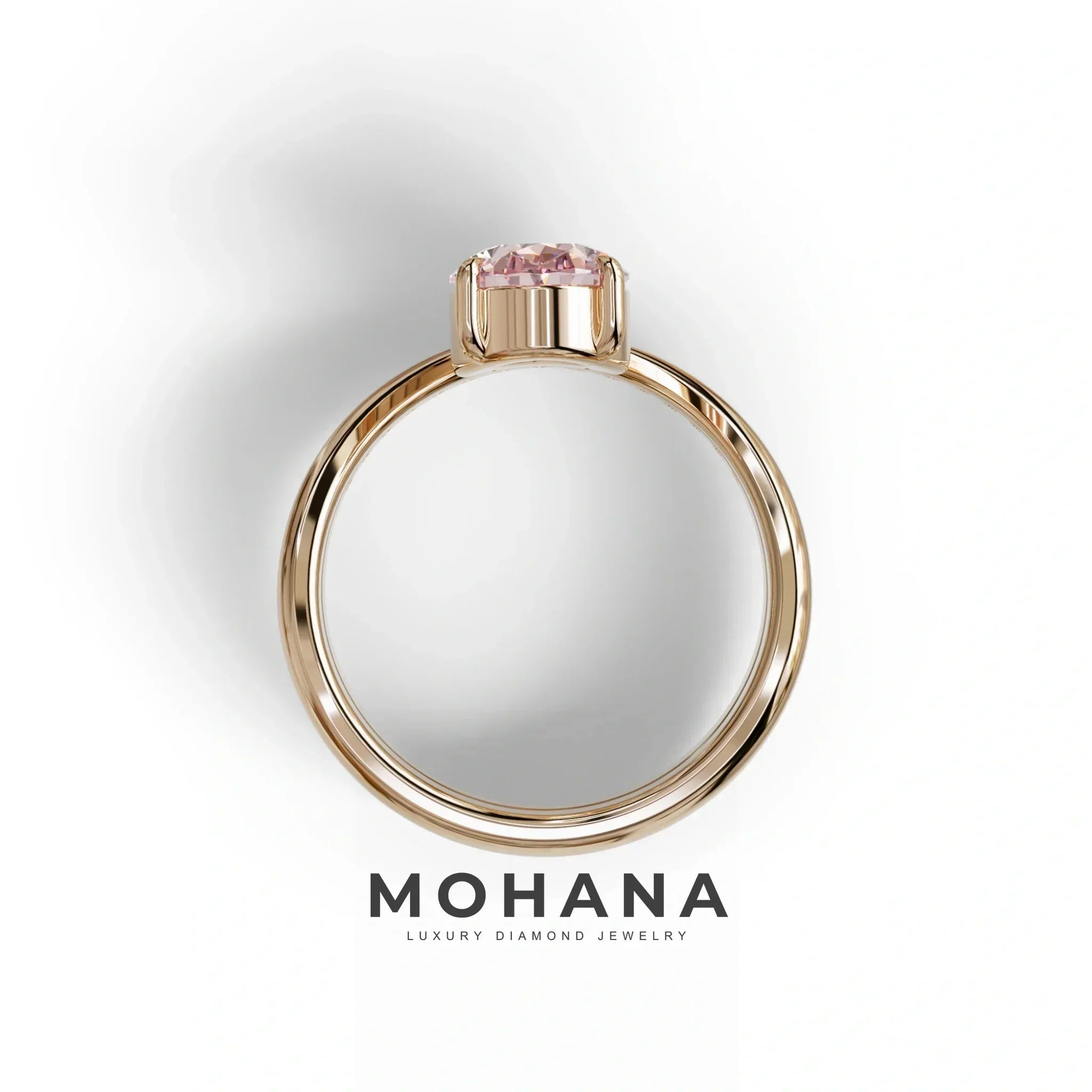 2 Carat Fancy Intense Pink Oval Cut Lab Grown Diamond Ring | Curve Setting - Brilliance