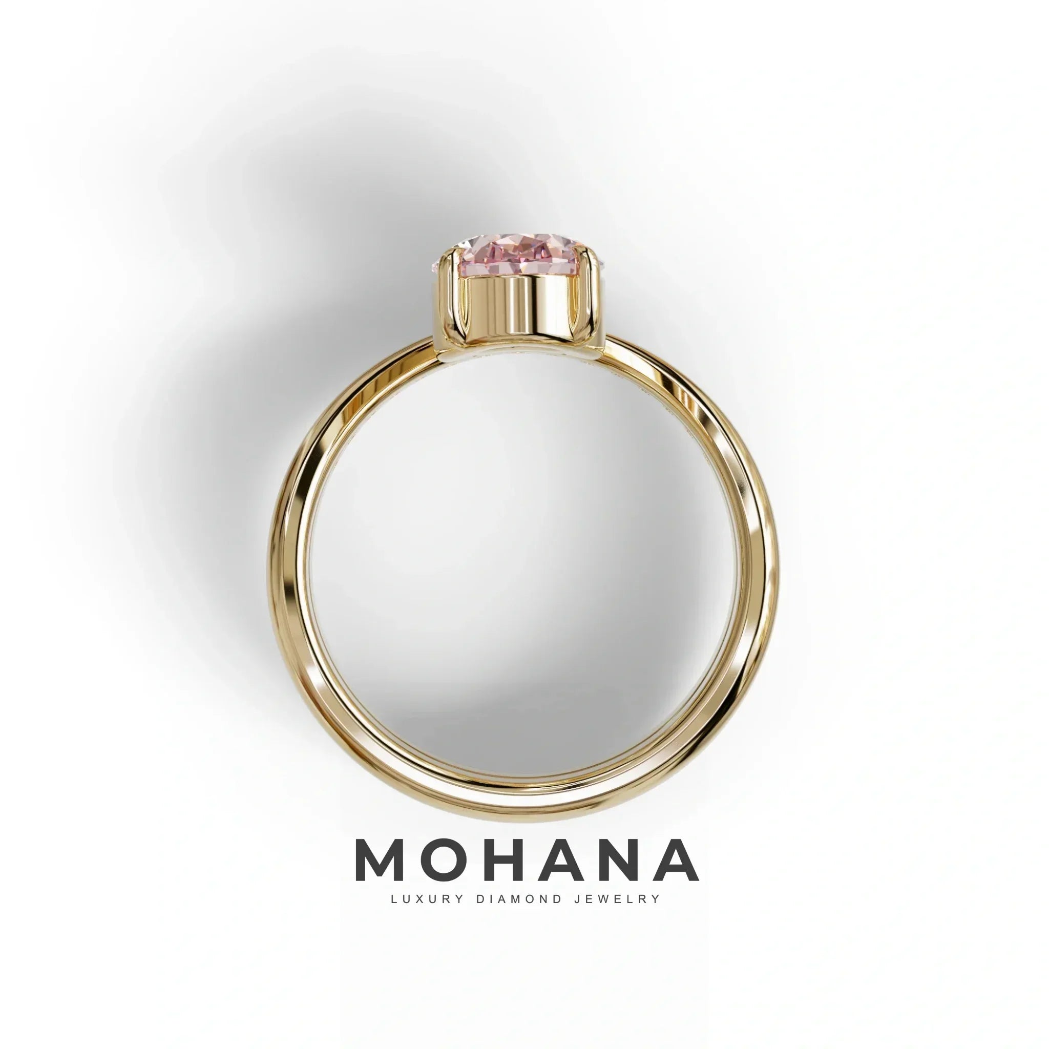 2 Carat Fancy Intense Pink Oval Cut Lab Grown Diamond Ring | Curve Setting - Brilliance
