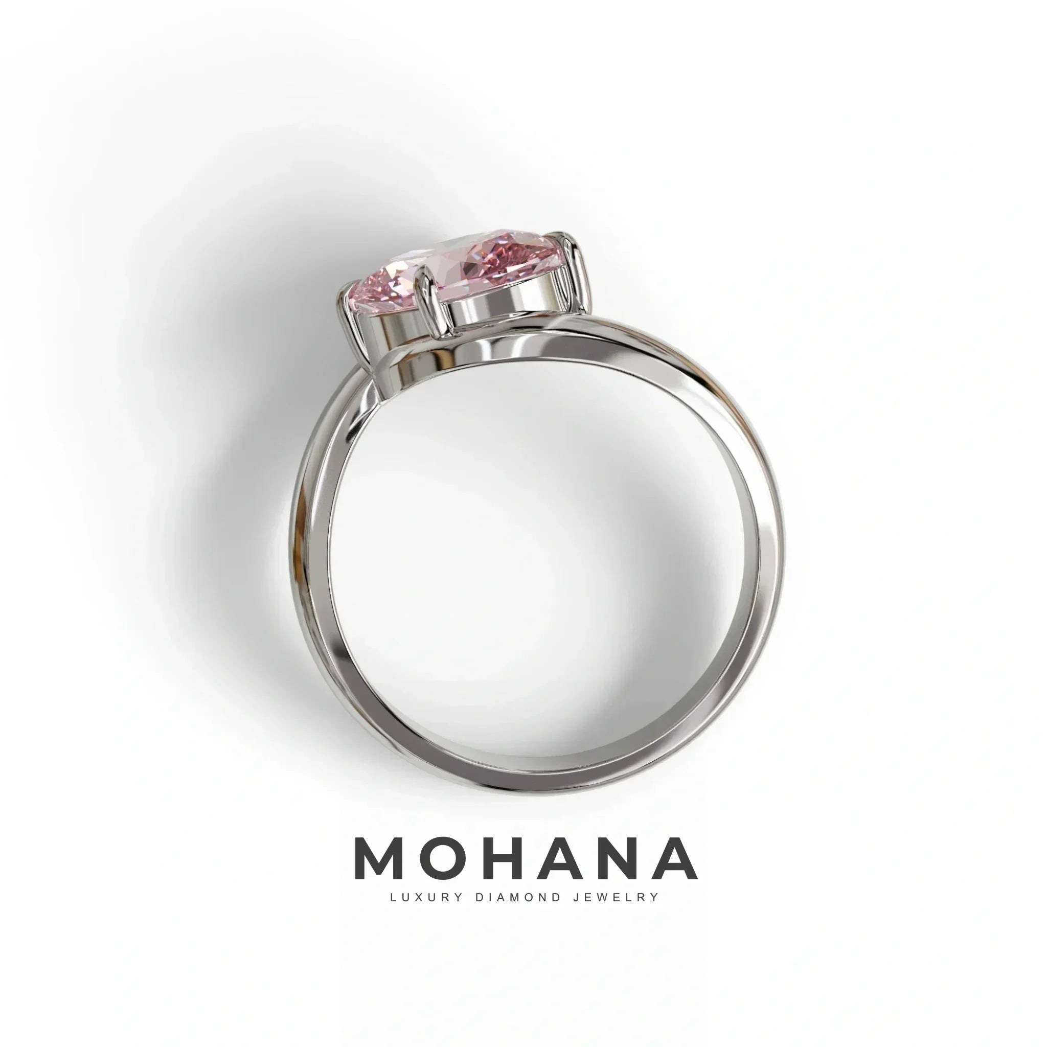 2 Carat Fancy Vivid Pink Oval Cut Lab Diamond Ring - Estella