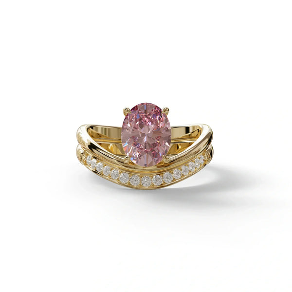 2 Carat Pink Lab Grown Diamond Engagement Ring – Oval Cut Halo | Brilliance