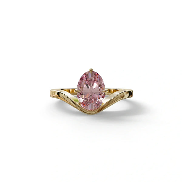 2 Carat Pink Lab Grown Diamond Engagement Ring – Oval Cut Halo | Aura