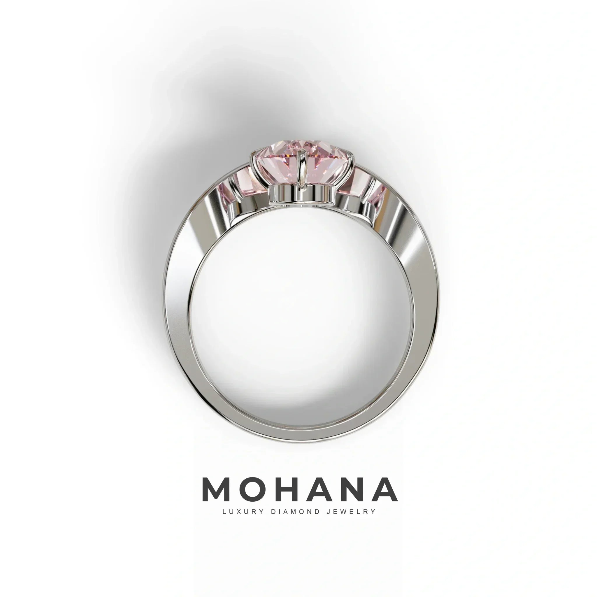 Nested 2 Carat Fancy Intense Pink Lab Grown Diamond Oval Engagement Ring - Aura