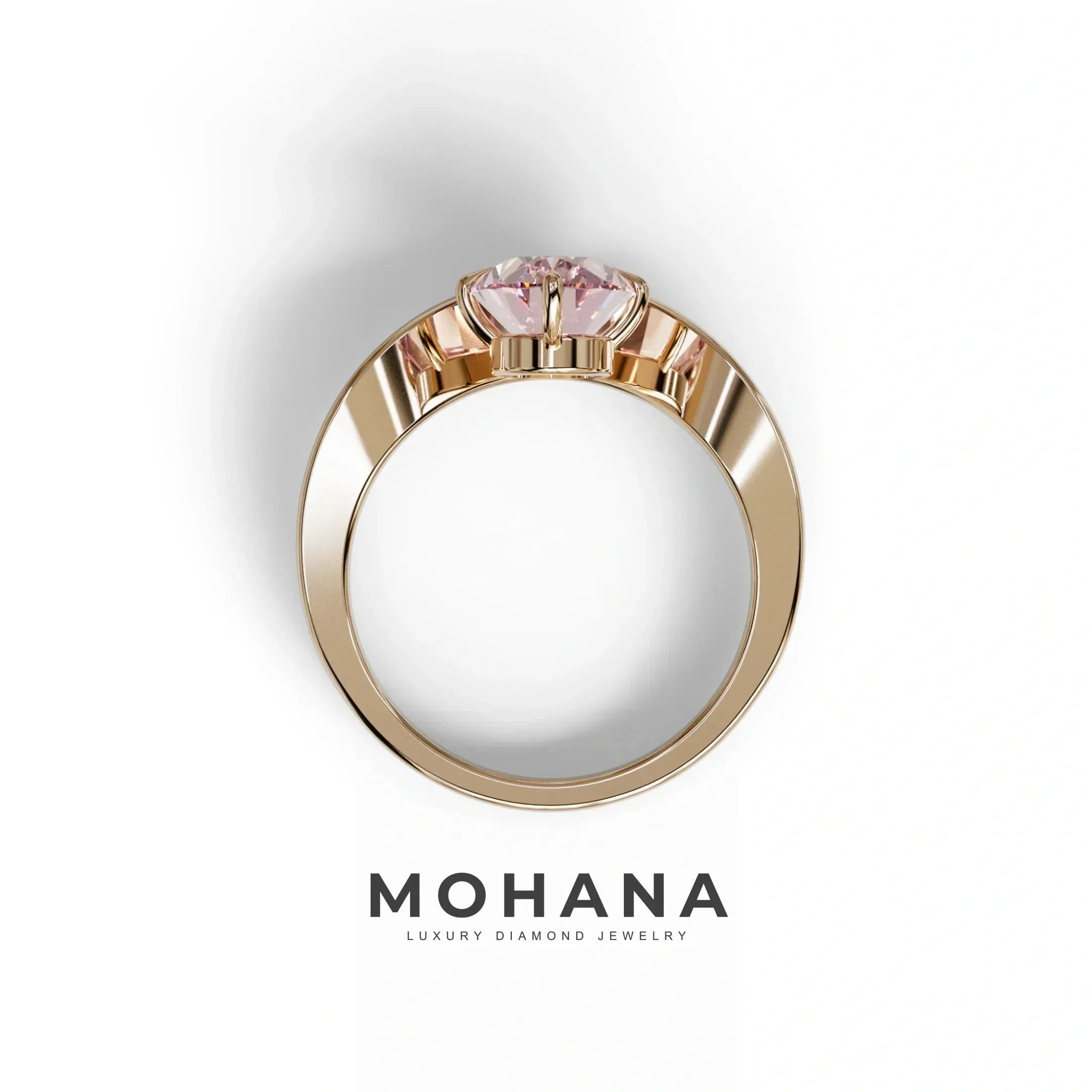 Nested 2 Carat Fancy Intense Pink Lab Grown Diamond Oval Engagement Ring - Aura